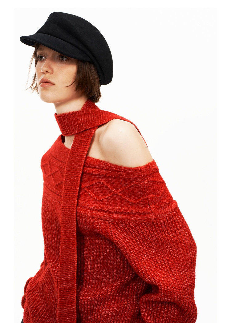 Lazy wool sweater wear sloping shoulder scarves