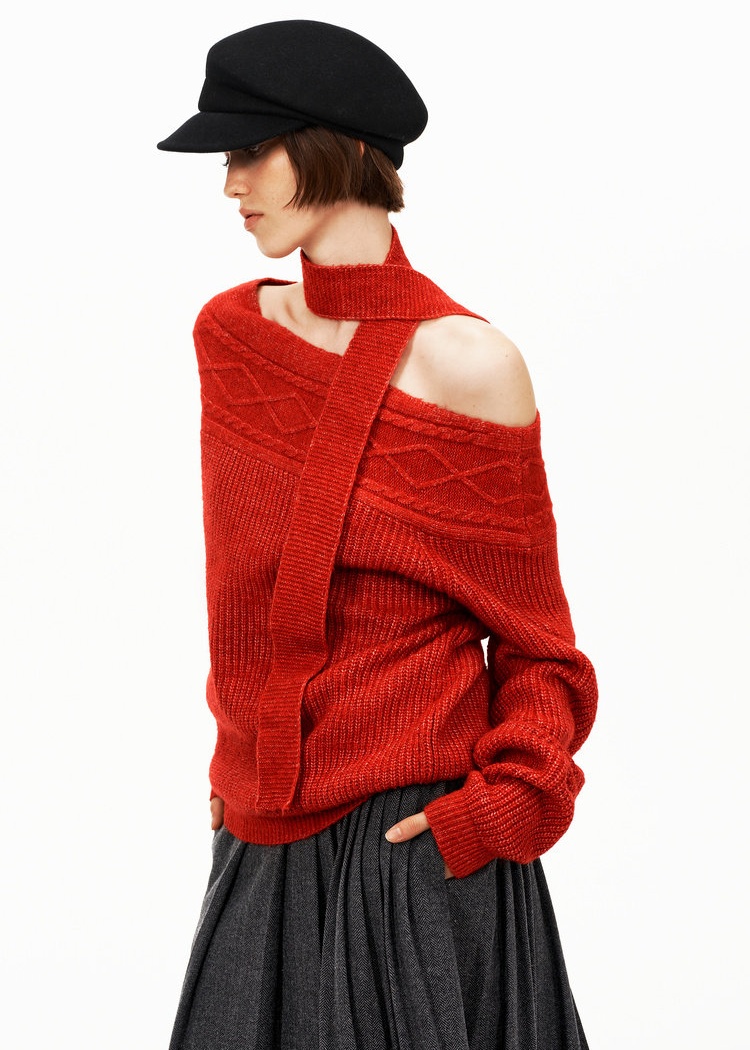 Lazy wool sweater wear sloping shoulder scarves