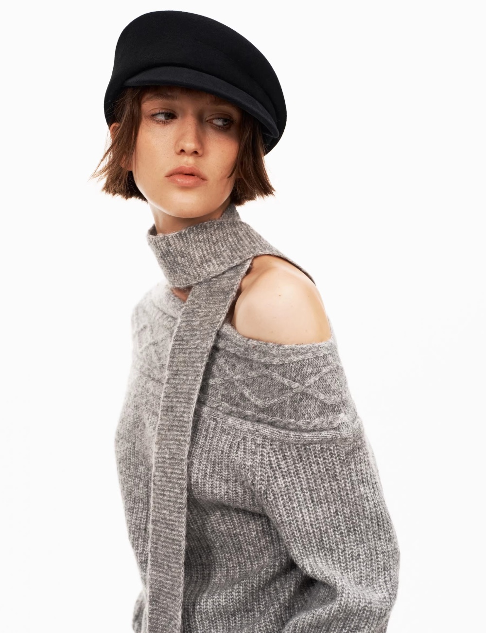 Lazy wool sweater wear sloping shoulder scarves
