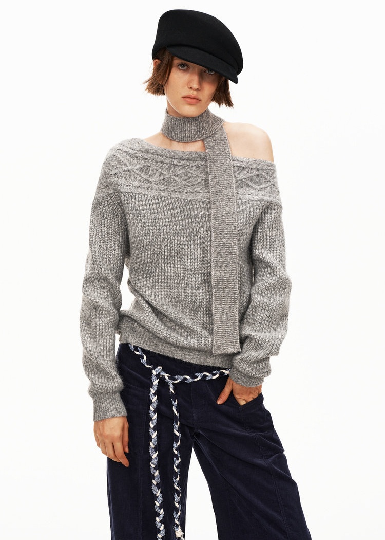 Lazy wool sweater wear sloping shoulder scarves