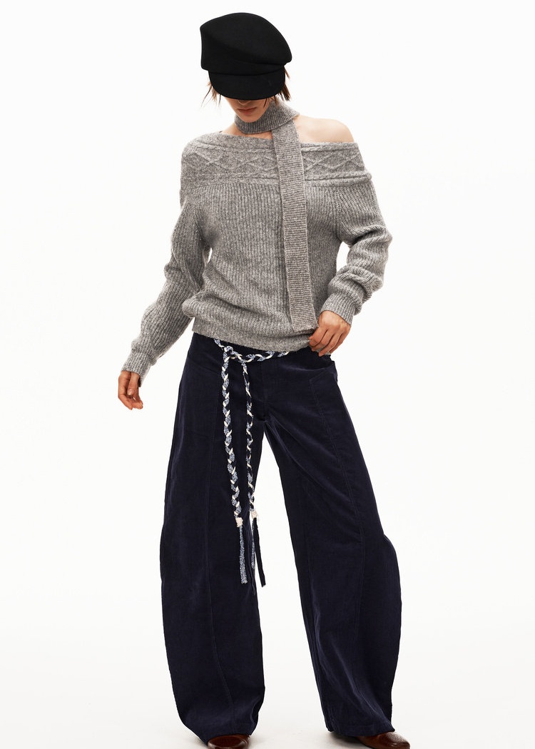 Lazy wool sweater wear sloping shoulder scarves