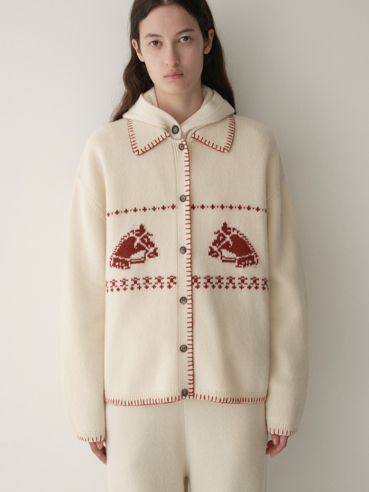 Knitted small horsehair cardigan for women