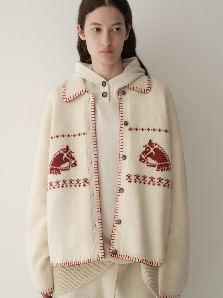 Knitted small horsehair cardigan for women