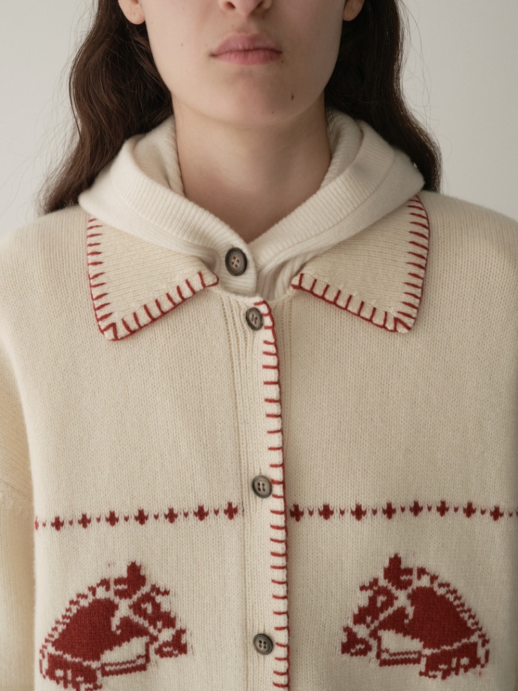 Knitted small horsehair cardigan for women