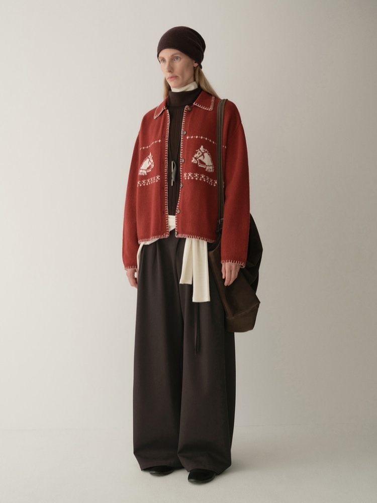 Knitted small horsehair cardigan for women