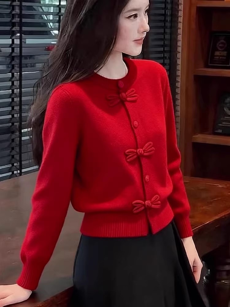 Red small sweater winter tops