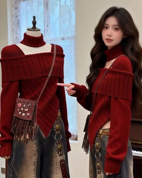 Unique winter tops Korean style irregular sweater for women