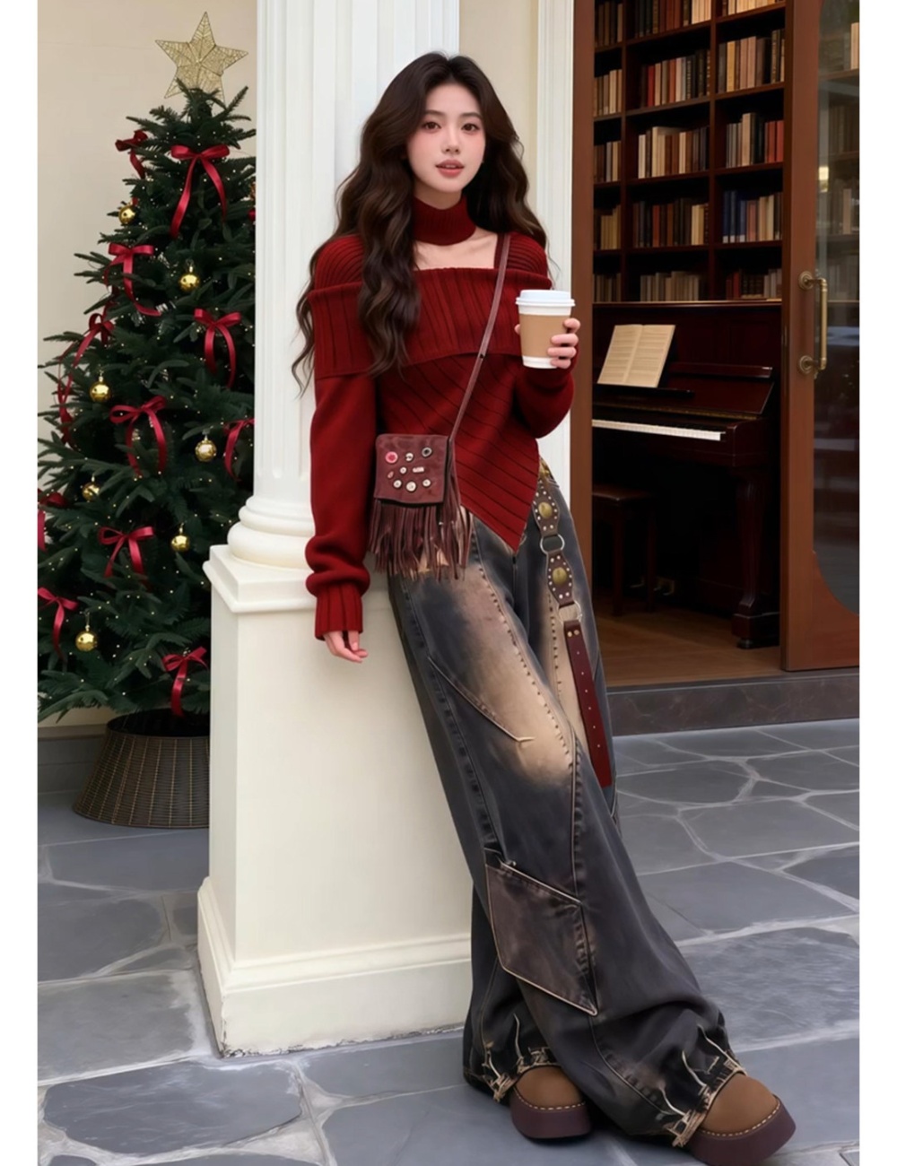 Unique winter tops Korean style irregular sweater for women