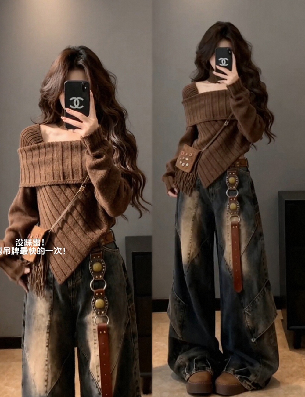Unique winter tops Korean style irregular sweater for women