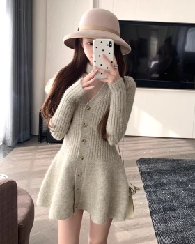 Pinched waist ballet T-back knitted slim dress