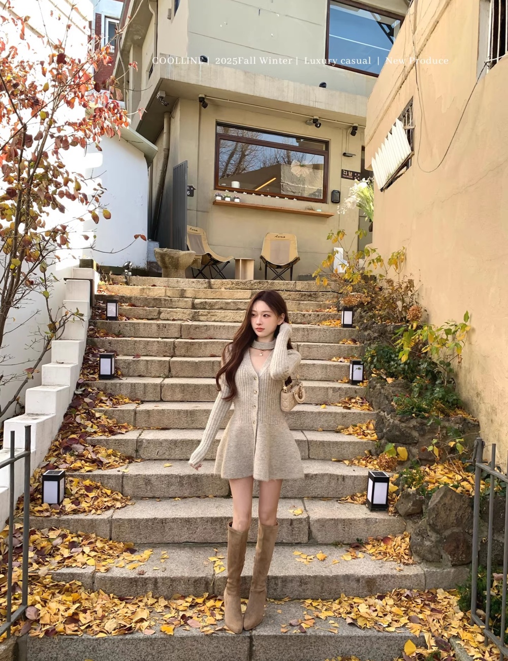 Pinched waist ballet T-back knitted slim dress