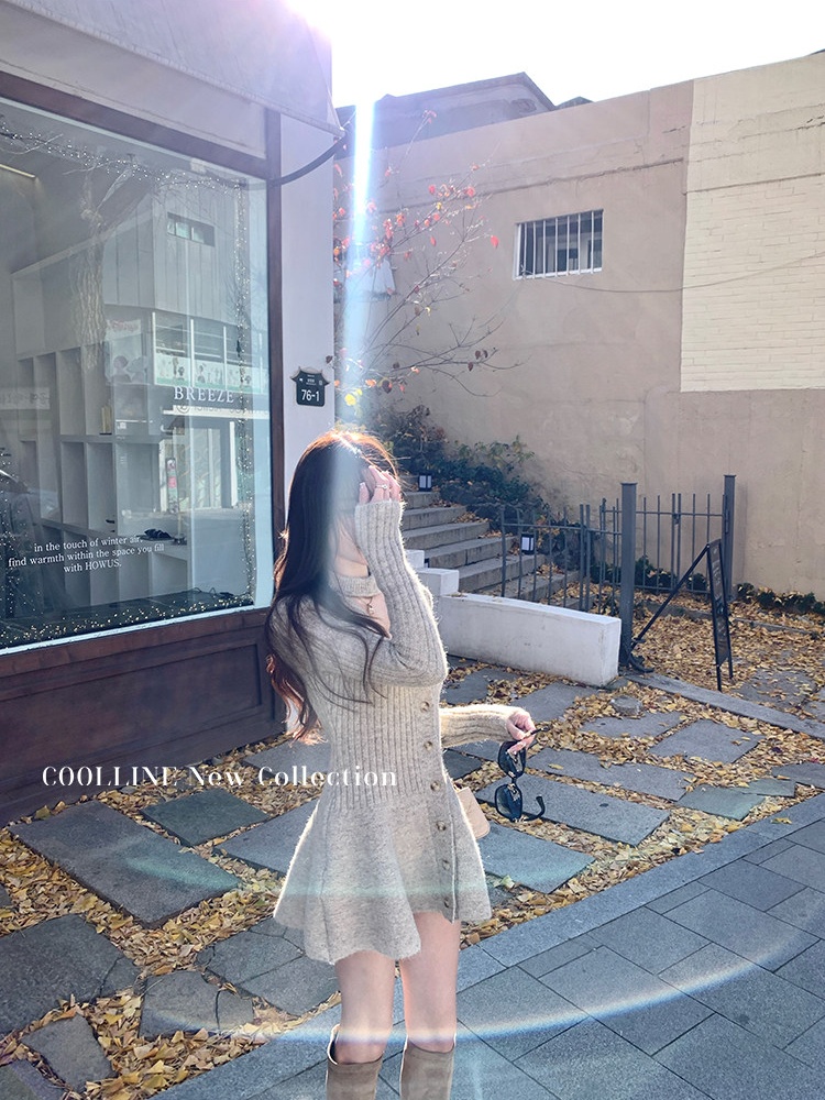 Pinched waist ballet T-back knitted slim dress