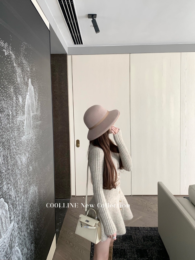 Pinched waist ballet T-back knitted slim dress