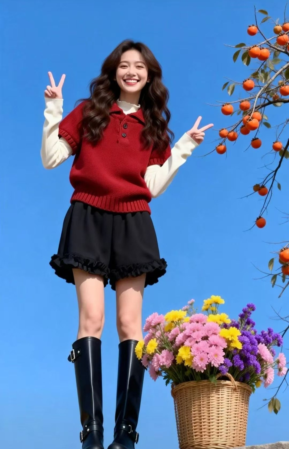 Lazy inside the ride red vest spring knitted waistcoat