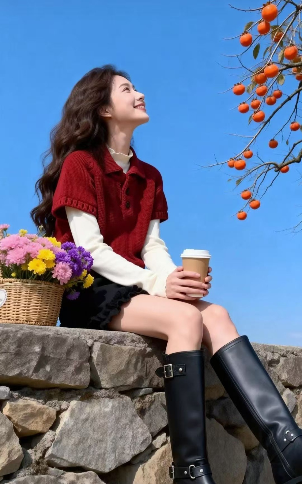 Lazy inside the ride red vest spring knitted waistcoat