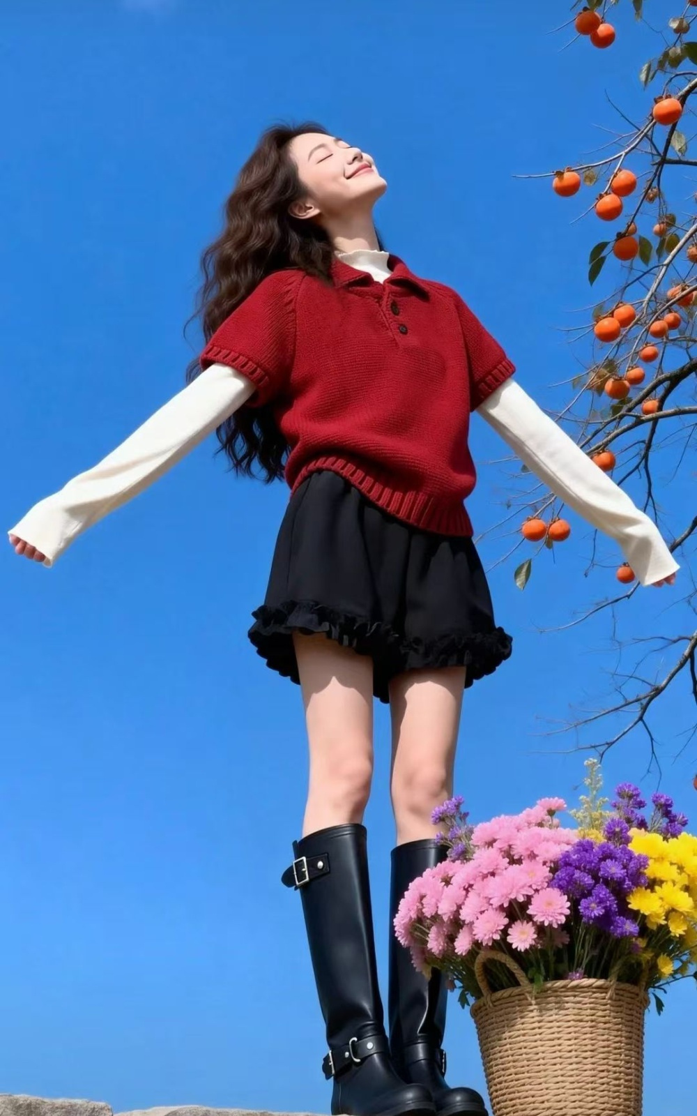 Lazy inside the ride red vest spring knitted waistcoat