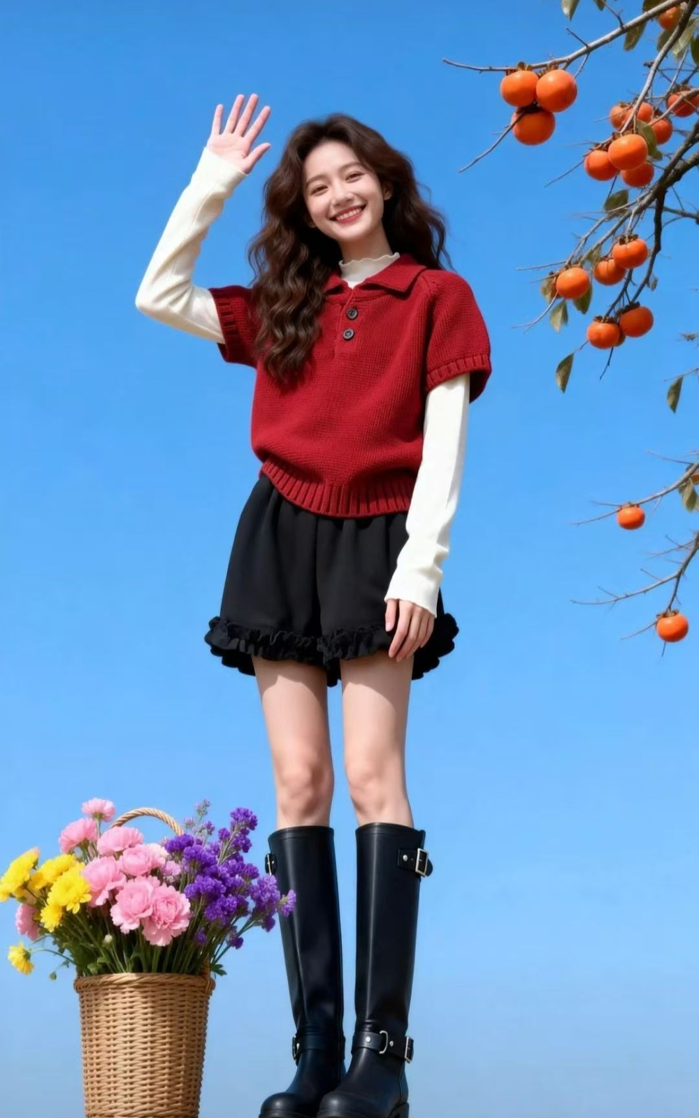 Lazy inside the ride red vest spring knitted waistcoat