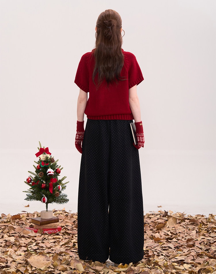 Temperament short sleeve knitted sweater for women