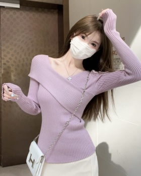 Cross sweater irregular bottoming shirt
