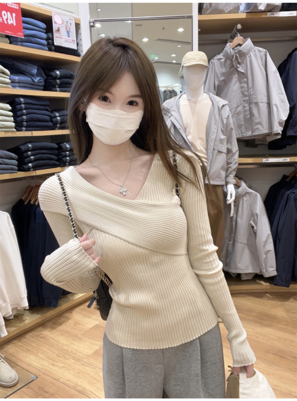 Cross sweater irregular bottoming shirt