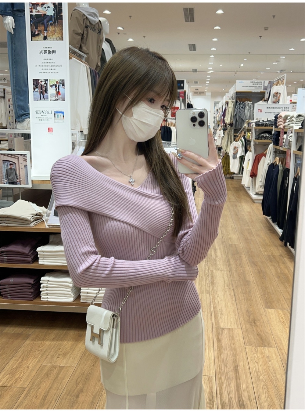 Cross sweater irregular bottoming shirt