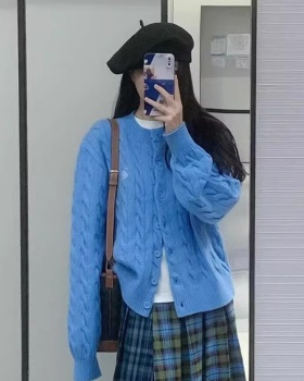 Blue autumn and winter coat lazy wears outside sweater