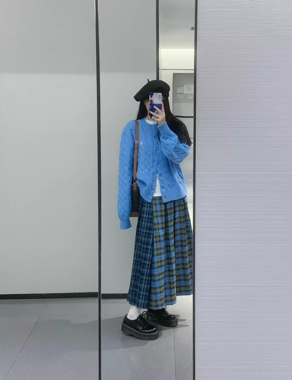 Blue autumn and winter coat lazy wears outside sweater