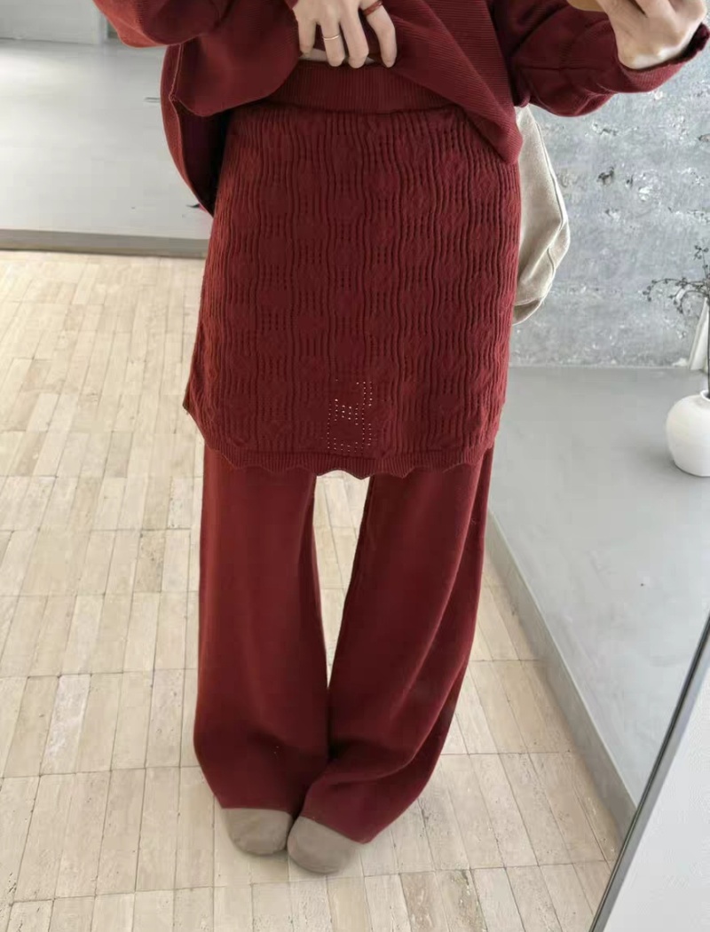 Knitted casual pants tender sweater 2pcs set