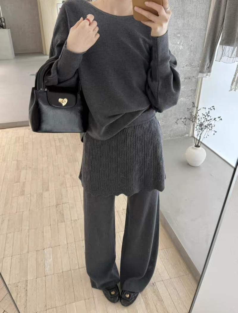 Knitted casual pants tender sweater 2pcs set