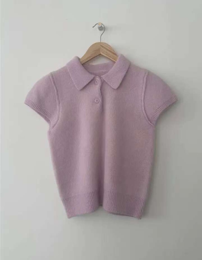 Pure knitted temperament short sleeve Casual tops