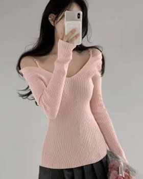 Pullover strapless bottoming personality fashion sweater