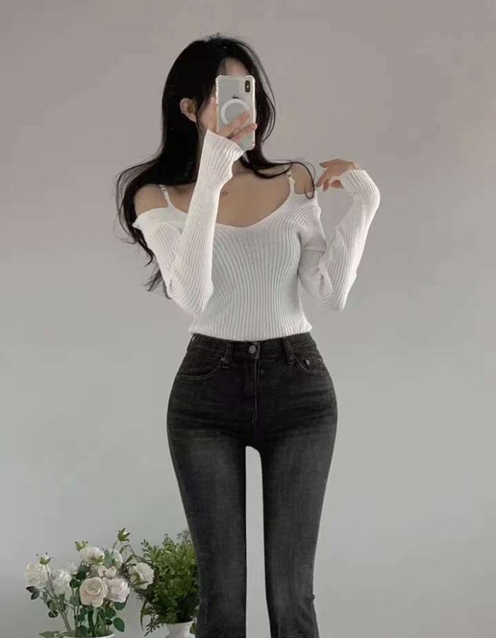 Pullover strapless bottoming personality fashion sweater
