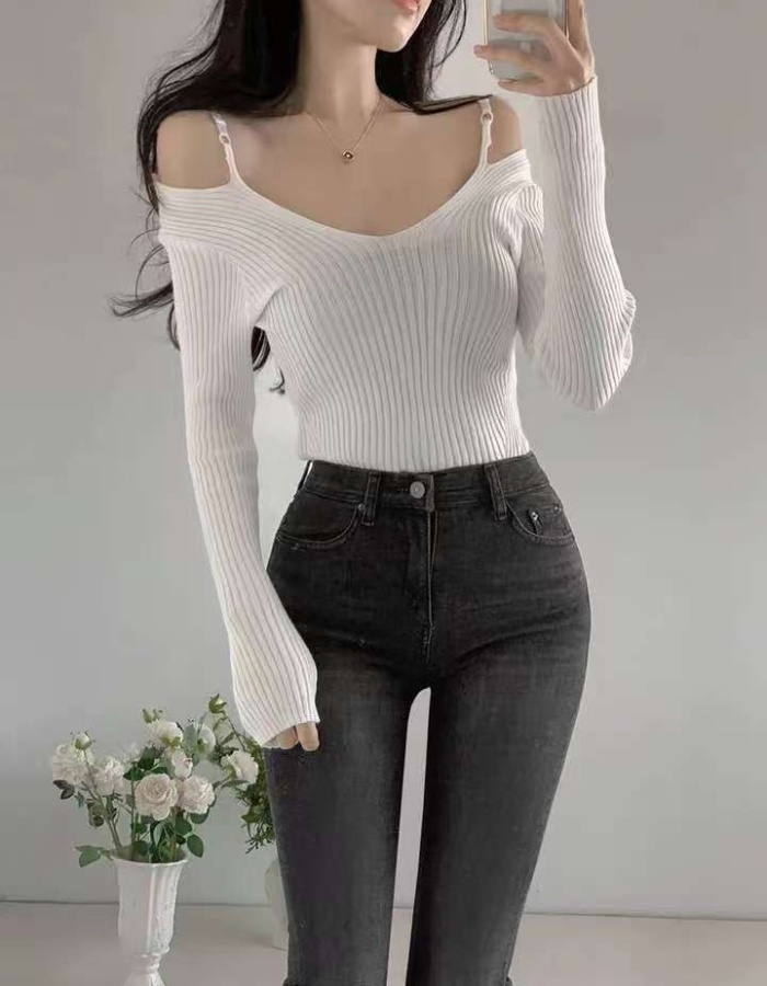 Pullover strapless bottoming personality fashion sweater