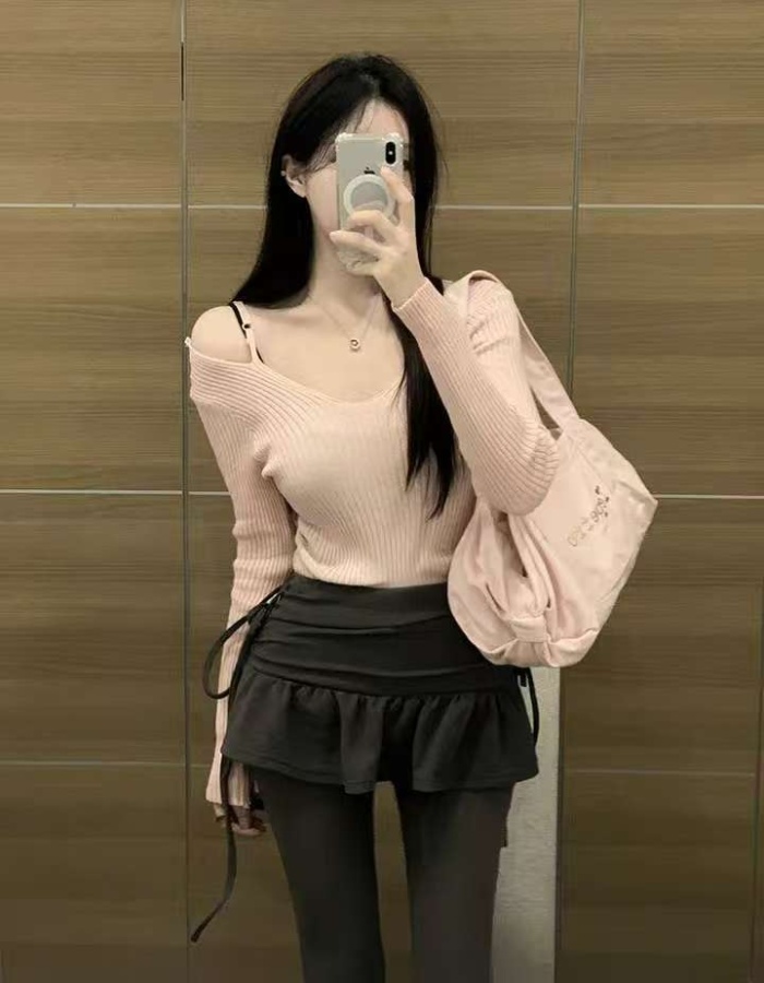 Pullover strapless bottoming personality fashion sweater