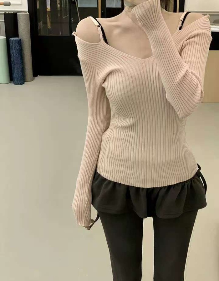 Pullover strapless bottoming personality fashion sweater
