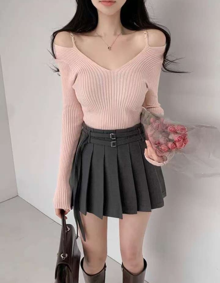 Pullover strapless bottoming personality fashion sweater