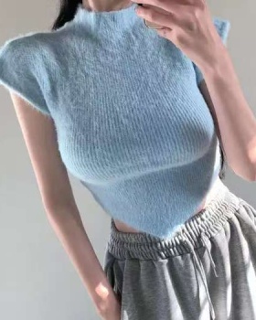 Spring all-match short sleeve knitted personality tops