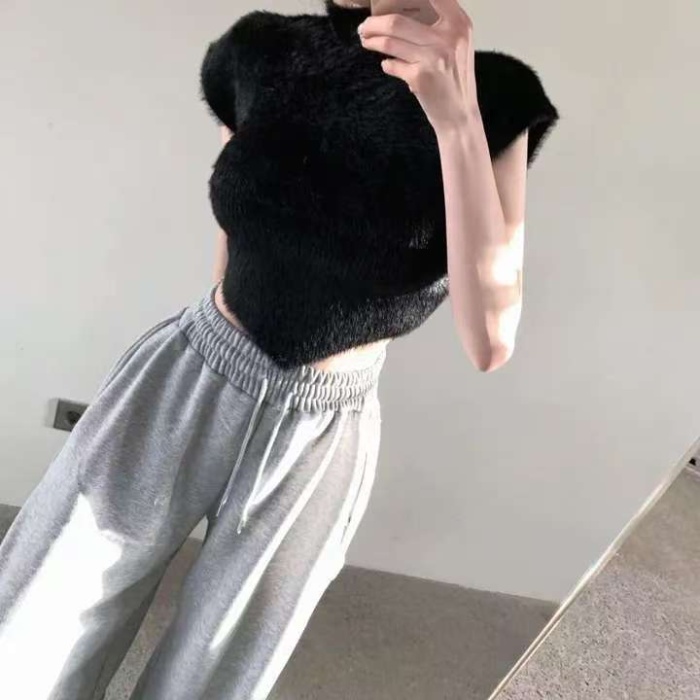 Spring all-match short sleeve knitted personality tops