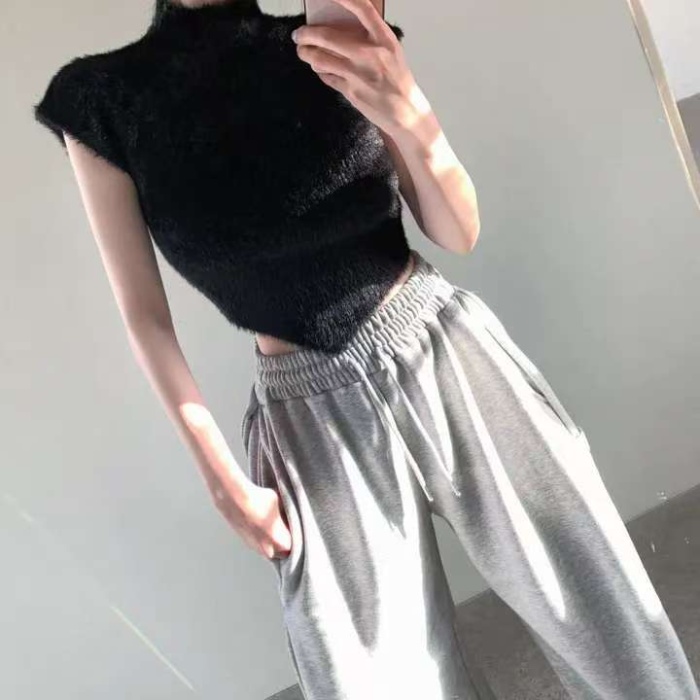 Spring all-match short sleeve knitted personality tops