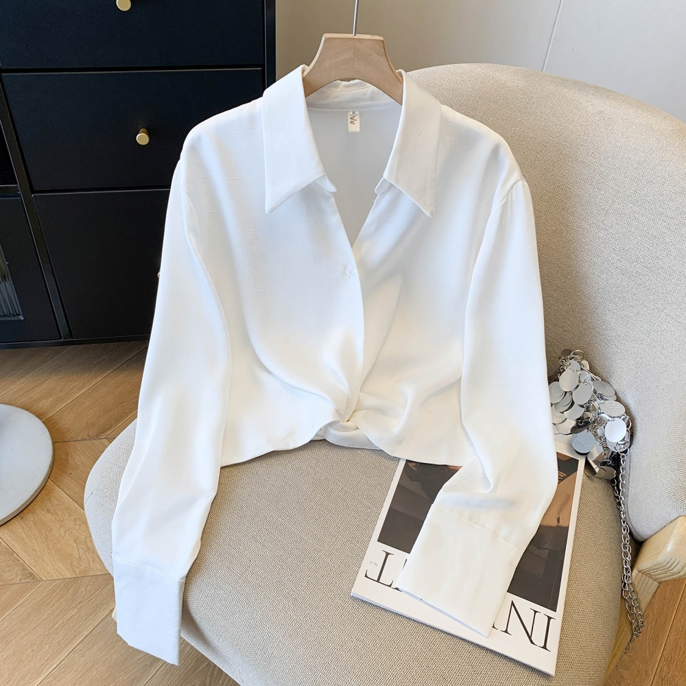 Wear satin long sleeve shirt Western style spring tops