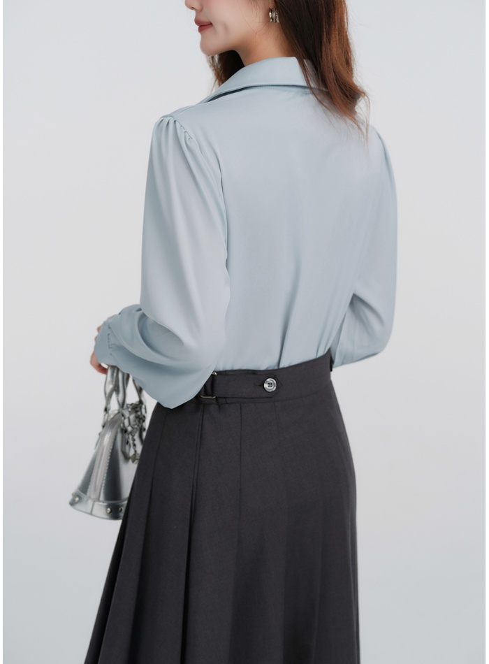 Long sleeve frenum V-neck tops spring France style scarves