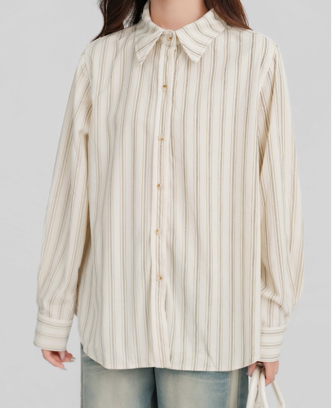 Lapel long sleeve tops niche Korean style small shirt