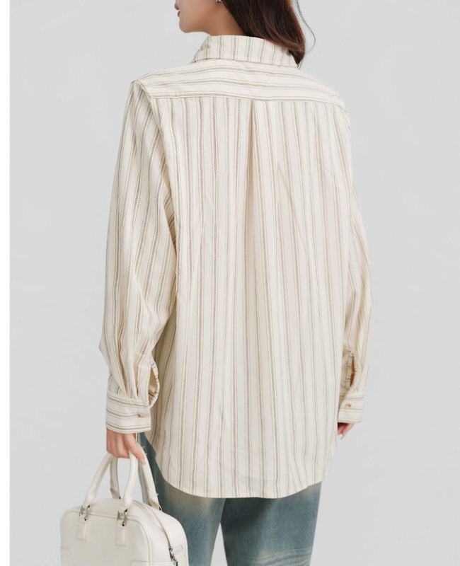 Lapel long sleeve tops niche Korean style small shirt