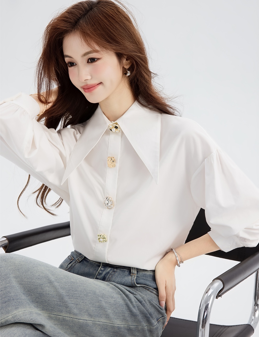 All-match unique spring shirt show young temperament tops