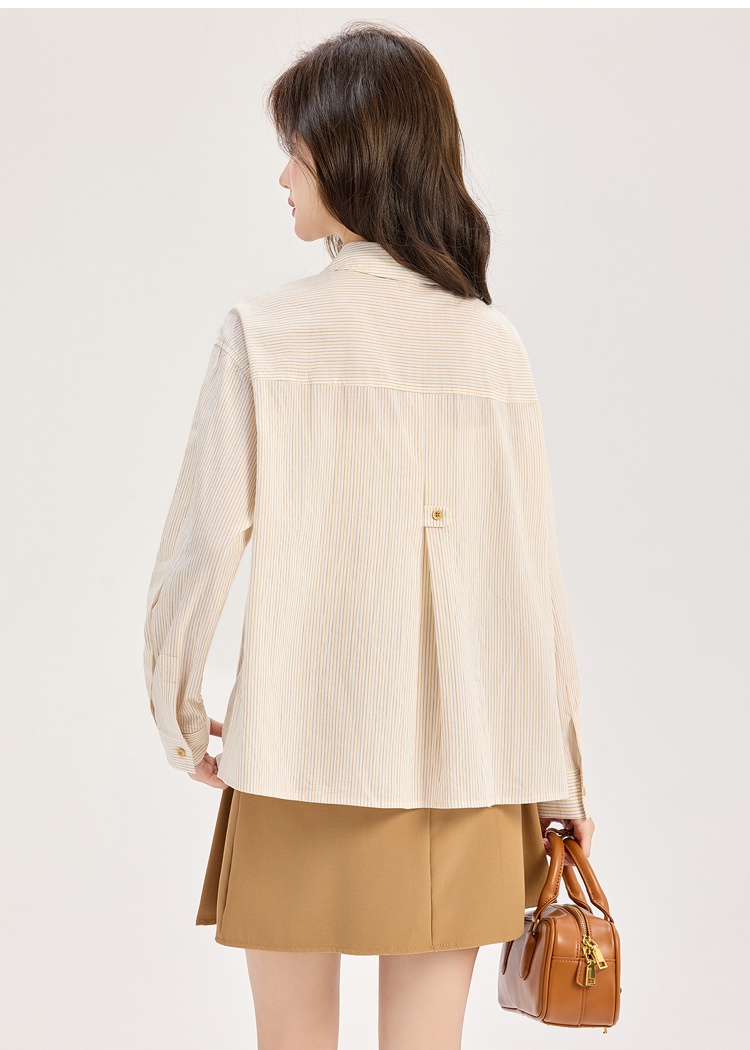 Embroidery France style shirt stripe small shirt for women