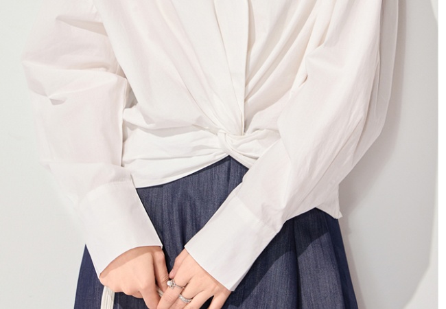 Slim V-neck loose tops white spring temperament shirt