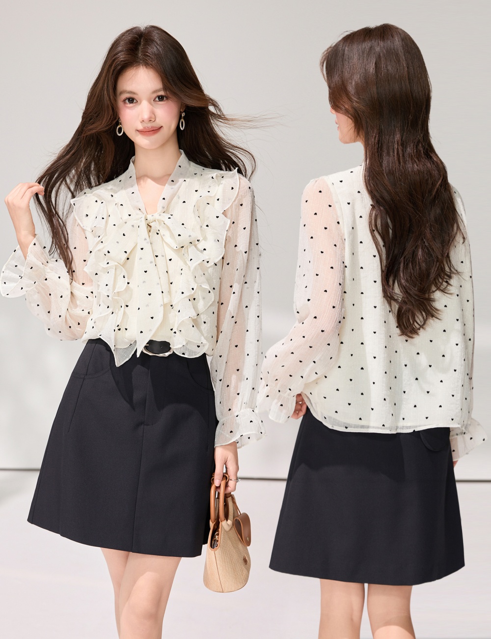 Lotus leaf edges tops shirt for women