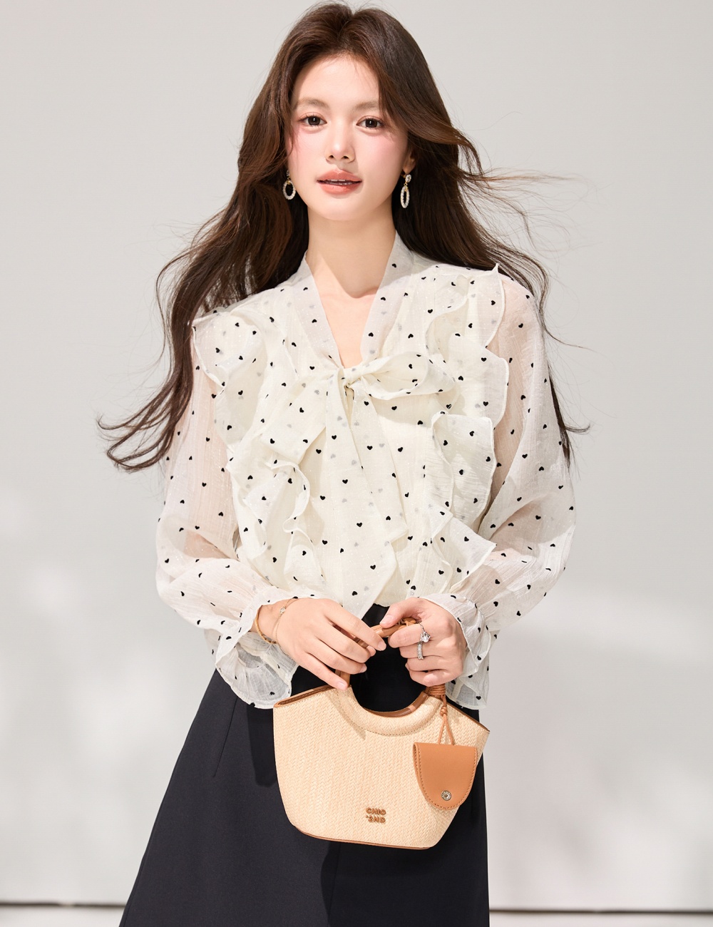 Lotus leaf edges tops shirt for women