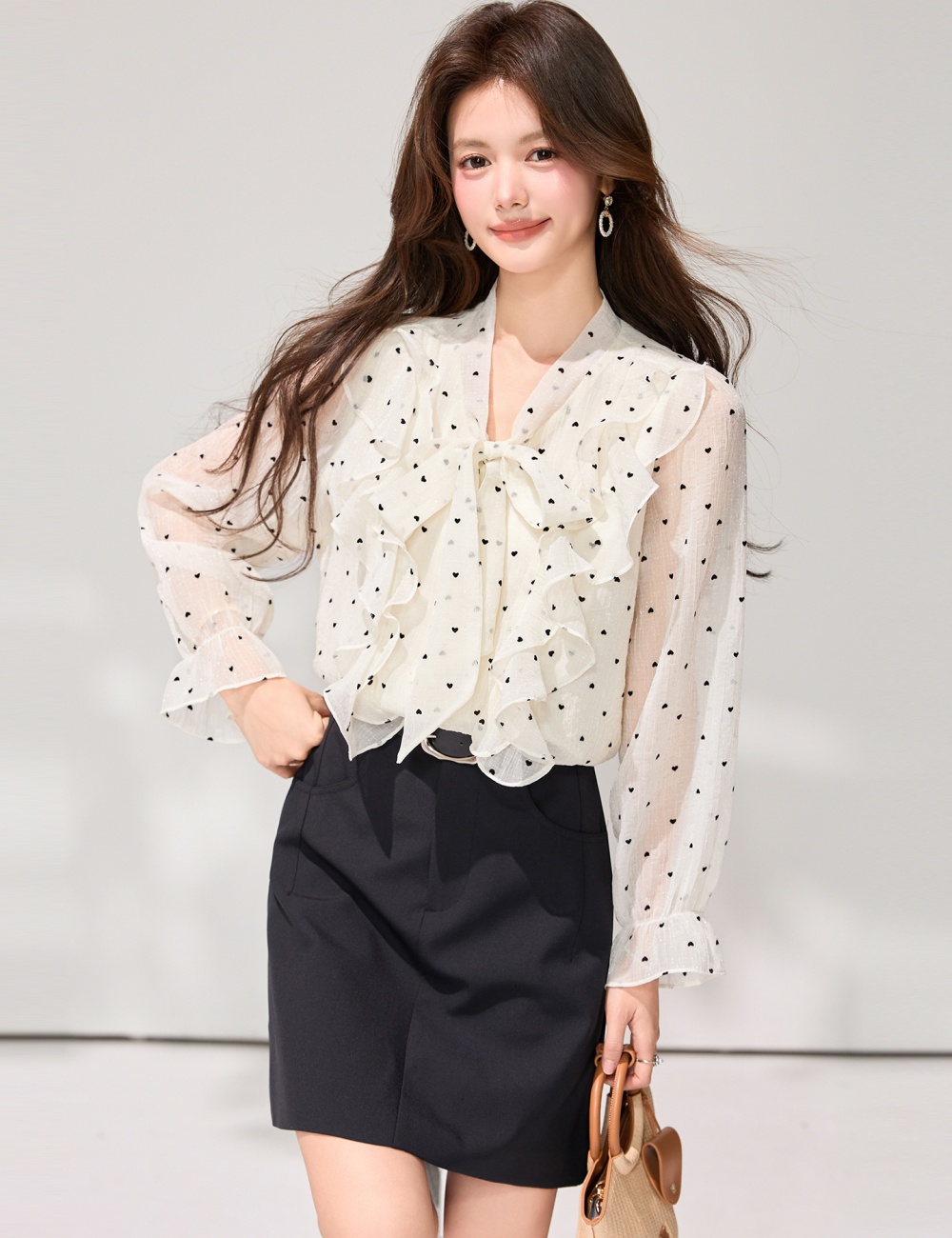 Lotus leaf edges tops shirt for women