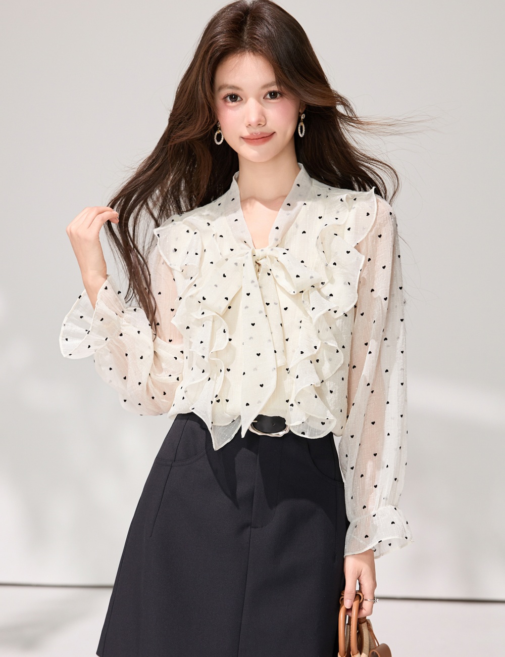 Lotus leaf edges tops shirt for women